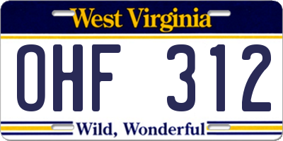 WV license plate OHF312