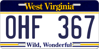 WV license plate OHF367