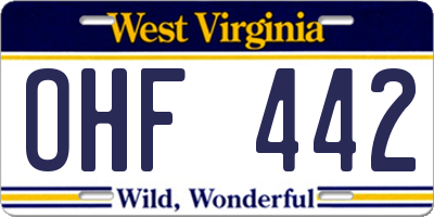 WV license plate OHF442