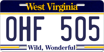 WV license plate OHF505