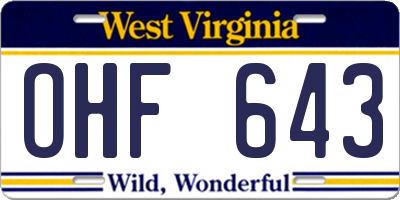 WV license plate OHF643