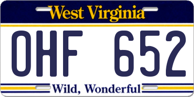 WV license plate OHF652
