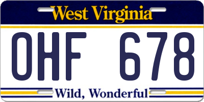 WV license plate OHF678