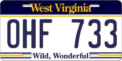WV license plate OHF733
