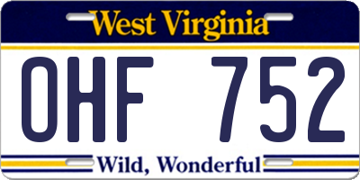 WV license plate OHF752
