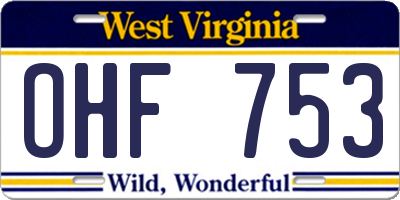 WV license plate OHF753