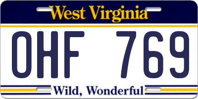 WV license plate OHF769