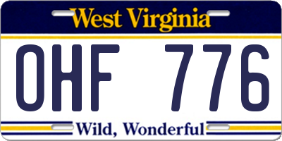 WV license plate OHF776