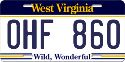 WV license plate OHF860