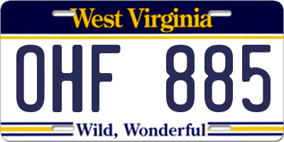 WV license plate OHF885