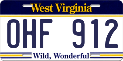 WV license plate OHF912