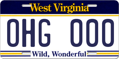 WV license plate OHG000