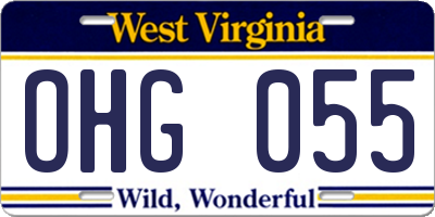 WV license plate OHG055