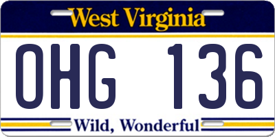 WV license plate OHG136