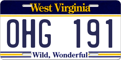 WV license plate OHG191