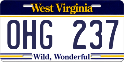 WV license plate OHG237