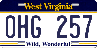WV license plate OHG257