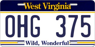 WV license plate OHG375