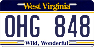 WV license plate OHG848