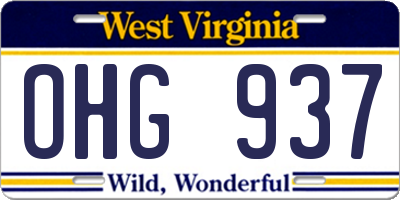 WV license plate OHG937