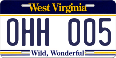WV license plate OHH005