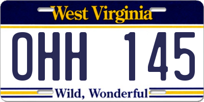WV license plate OHH145