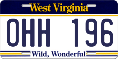 WV license plate OHH196