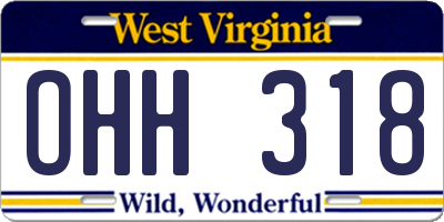 WV license plate OHH318