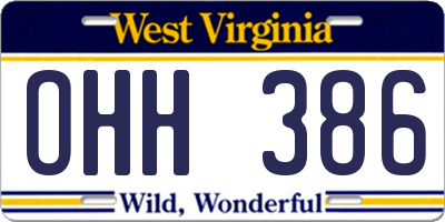 WV license plate OHH386