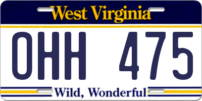 WV license plate OHH475