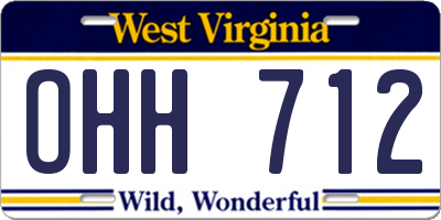 WV license plate OHH712