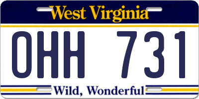 WV license plate OHH731