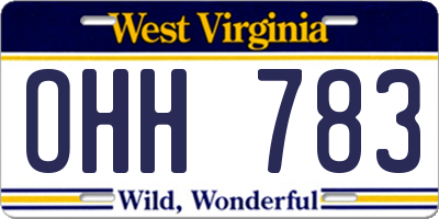 WV license plate OHH783