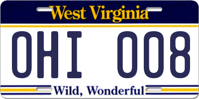 WV license plate OHI008