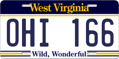 WV license plate OHI166