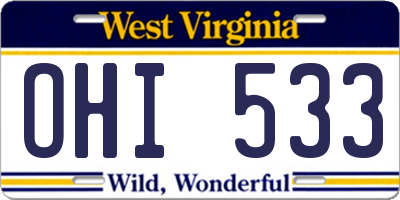 WV license plate OHI533
