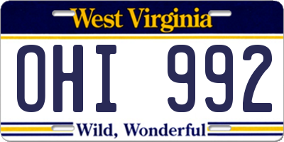 WV license plate OHI992