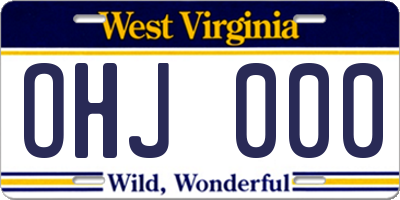 WV license plate OHJ000