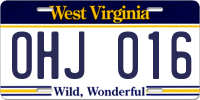 WV license plate OHJ016