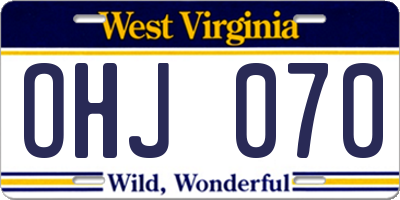 WV license plate OHJ070