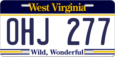 WV license plate OHJ277