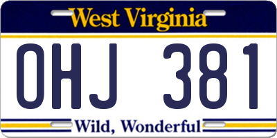 WV license plate OHJ381
