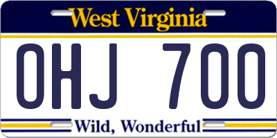 WV license plate OHJ700