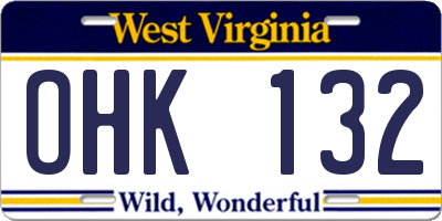 WV license plate OHK132