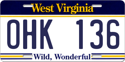 WV license plate OHK136
