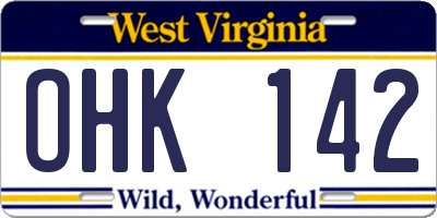 WV license plate OHK142