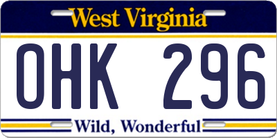 WV license plate OHK296
