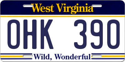 WV license plate OHK390