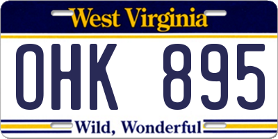 WV license plate OHK895