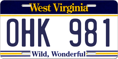 WV license plate OHK981